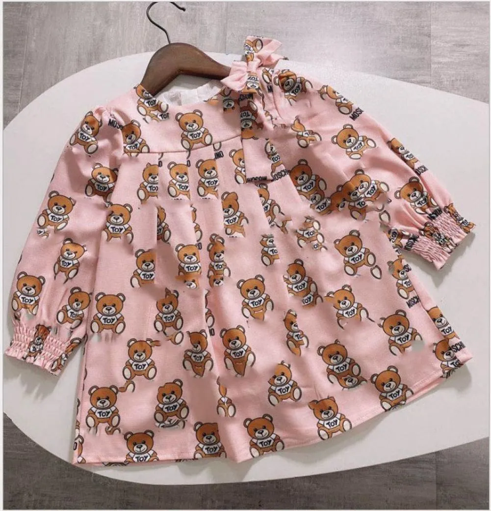 2022 Girls de bonne qualité Robe de marque dessin animé Robes imprimées Spring Automne Kids Long Manpes Enfants Coton Princesse SK3231971