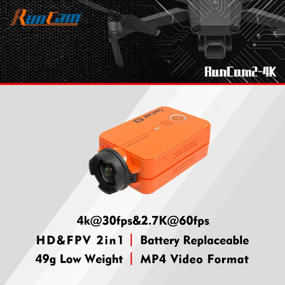 Câmeras Runcam 2 4K HD Sports Action Camera para Wing e FPV Drone App Wi -Fi Film Video Recorder Acessórios Quadcopter Runcam2