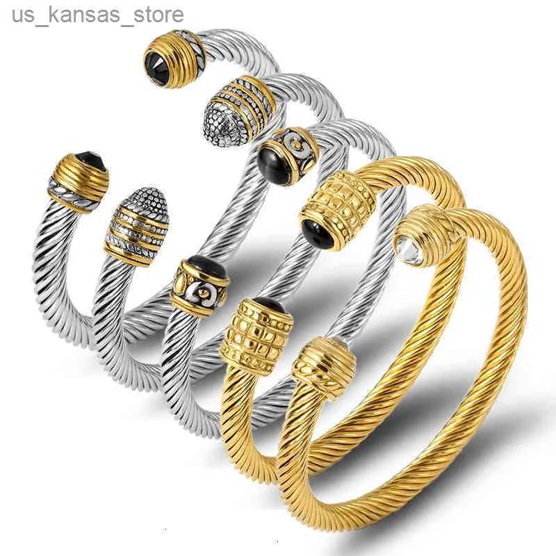 Pulseras de encanto brazalete de cable retorcido brazalete de brazalete múltiples pulseras diseñador joyas hombres mujer oro240408tbva