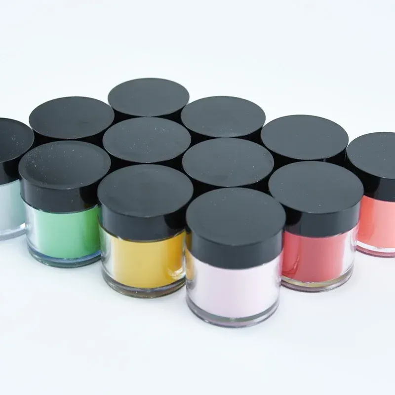 Kits 10g * 12pc / ensemble en acrylique nail art poudre de différentes couleurs mica pigment acrylique ongle uv uv / peinture LED poussière pour la poudre de manucure professionnelle