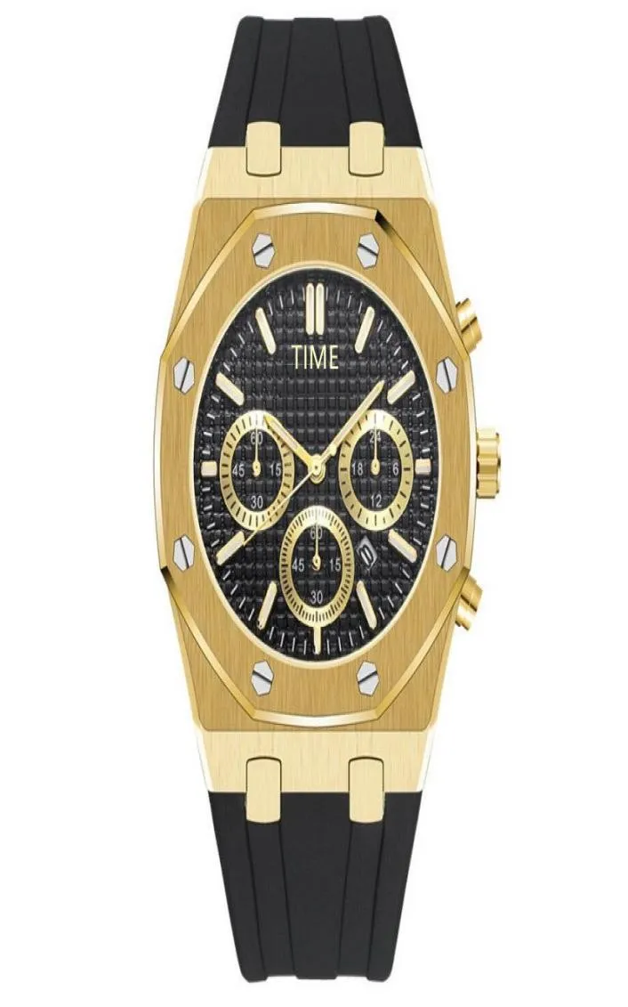2021 Nuovi uomini Gold Business Guarda Gentalmen Gentalmen Luxury Watches Black Silicone Automatic Quartz Orologio da polso Silver Male Orologio WHO6801979
