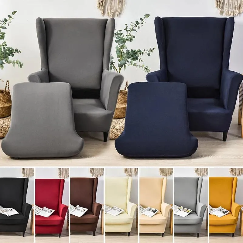 Stol täcker elastisk stretchvinge bakre omslag arm soffa slipcover skyddare fast färg separat sittdyna