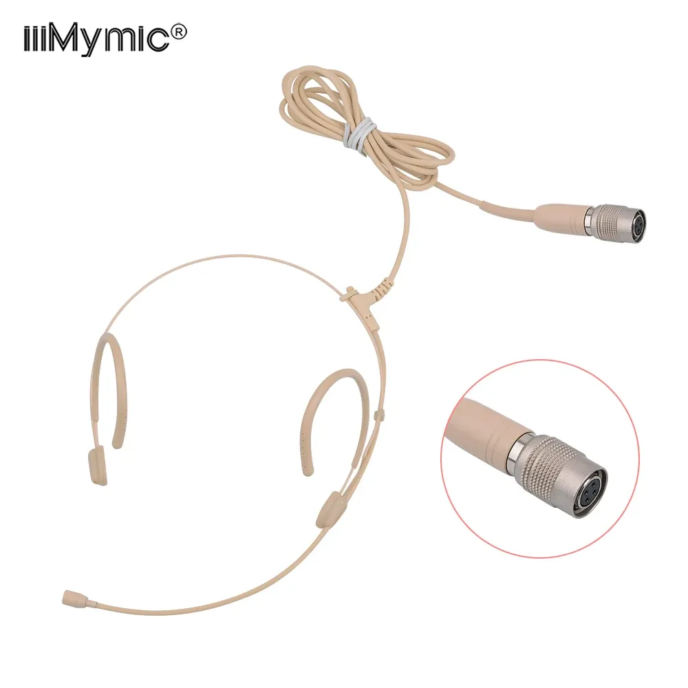 Microphones Upgrade Version Electret Condenser Headworn Headset Microphone Ear Hanging Mini 4Pin For Audio Technica BodyPack Thick Cable