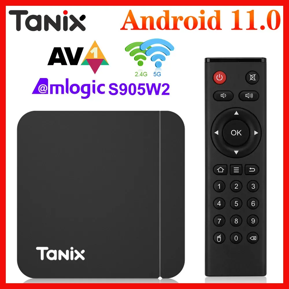 Box 2022 Tanix W2 Smart TV Box Android 11 Amlogic S905W2 with 2GB 16GB Support H.265 AV1 Dual Wifi HDR 10+ Media Player Set Top Box