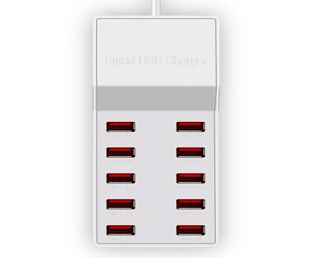 50 Вт 10 портов USB Charger 5V10A Интеллектуальная станция быстрого зарядки для телефона Samsung Tablet4082739