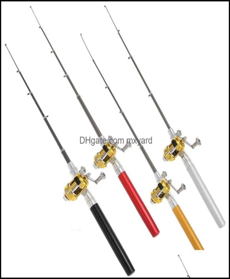 Spinning Rods Sports Outdoors Mini Pocket Pocket Fish Pen Aluminium Aluminium Pole Pole Reel Pesca Pesca Livraison de Drop 4927580