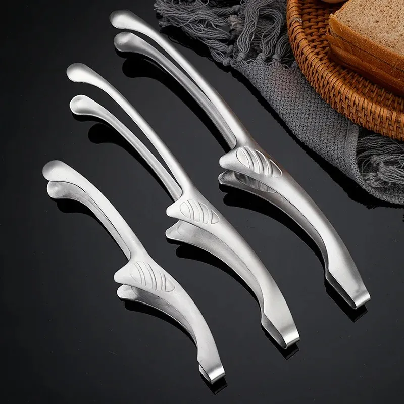 Stainless Steel Cooking Accessories Food Pliers Barbecue Supplies Silver Long BBQ Tongs Straight Tweezers Food Clip