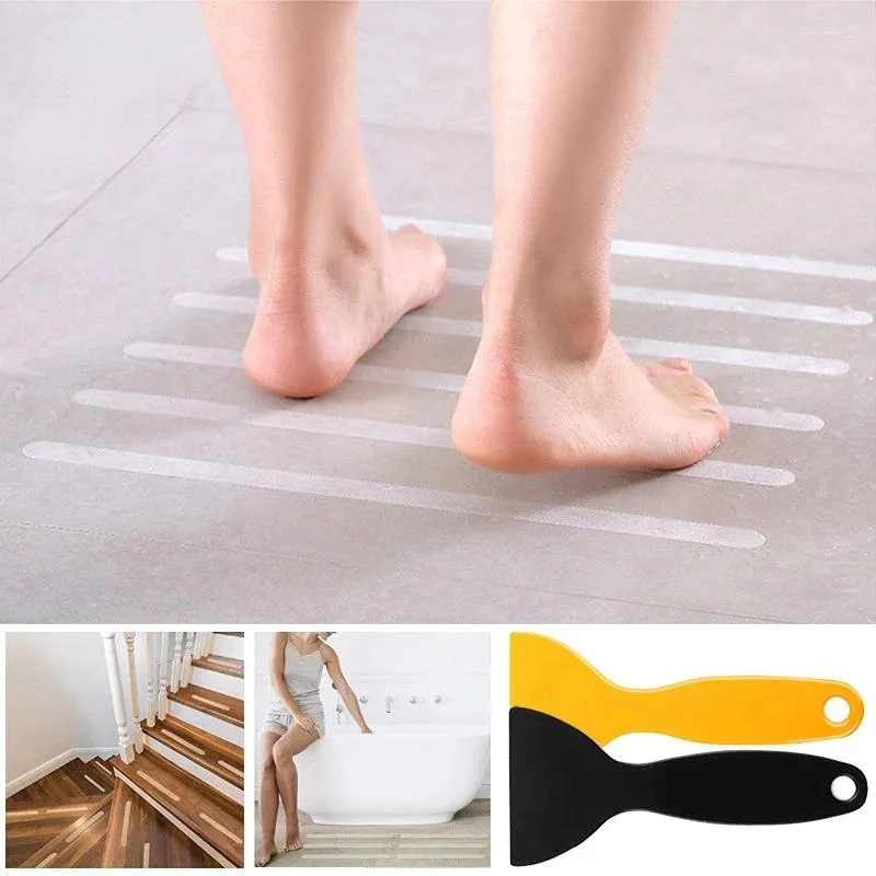 Bath Mats 12pcs/lot Solid Color Anti Slip Tape Self-adhesive Strips Waterproof Safety Sticker For Bathtubs Showers Stairs Floors