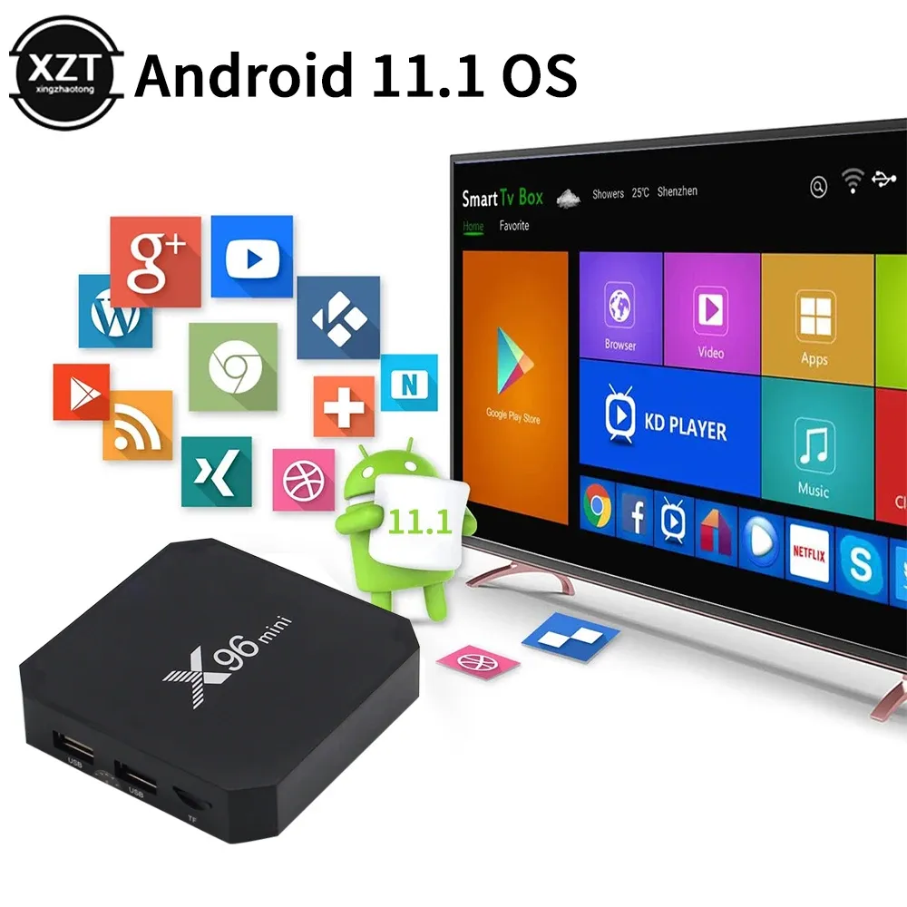 Box One Set X96 mini TV Box Android 11 Smart TV Box Amlogic S905W Quad Core 1/2GB+8/16GB 2.4G WiFi 64 bit Media Player Set top box