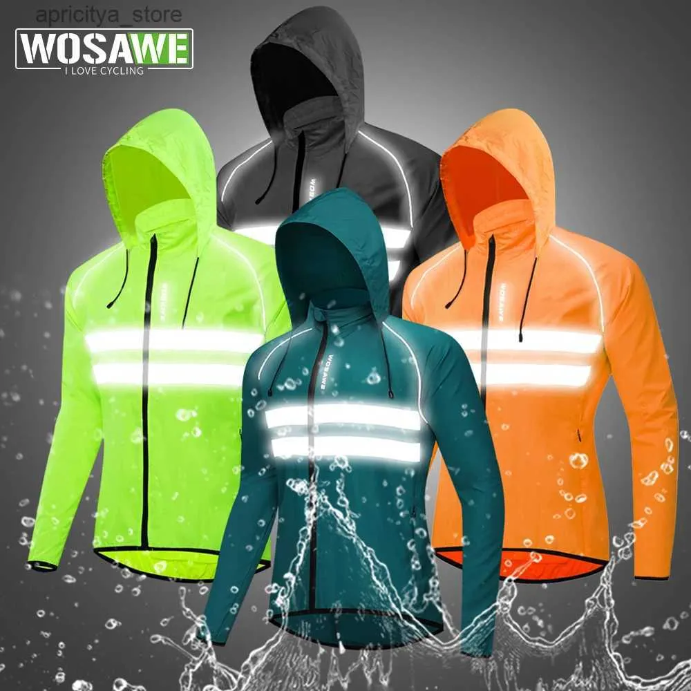 Açık Ceket Hoodies Wosawe Ultralight Erkek Bisiklet Rüzgar Derecesi Yansıtıcı Ceket Rüzgar Geçirmez Su Dayanıklı MTB Yol Bisiklet Uzun Jersey Rüzgar Kat L48