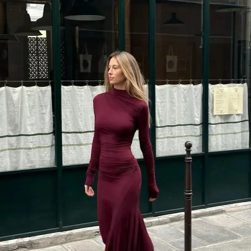 Elegant Burgundy Maxi Dress: Red Long Sleeve Bodycon, High Neck. Shop Now! from Dhgate Basic & Casual Dresses - price 84.13 Elegant Burgundy Maxi Dress: Red Long Sleeve Bodycon, High Neck. Shop Now! from Dhgate Basic & Casual Dresses - price 84.13