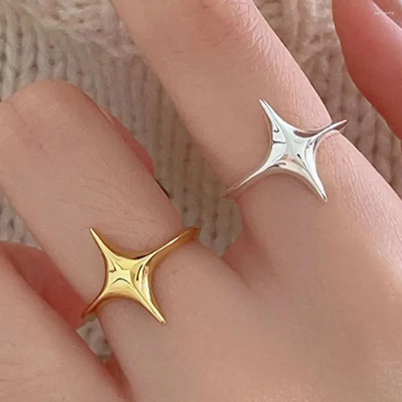 Cluster Rings BF Club 925 Sterling voor vrouwen eenvoudige geometrische handgemaakte onregelmatige retro ring Gold Star Fashion Allergy Birthday Cadeau