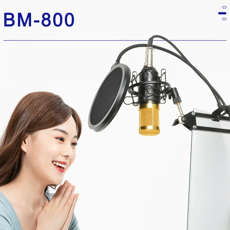 Microphones Freeboss BM800 KIT Plastic Shock Mount Arm Stand 3.5 Plug Studio Vocal Recording Broadcasting Computer PC Condenser Microphone