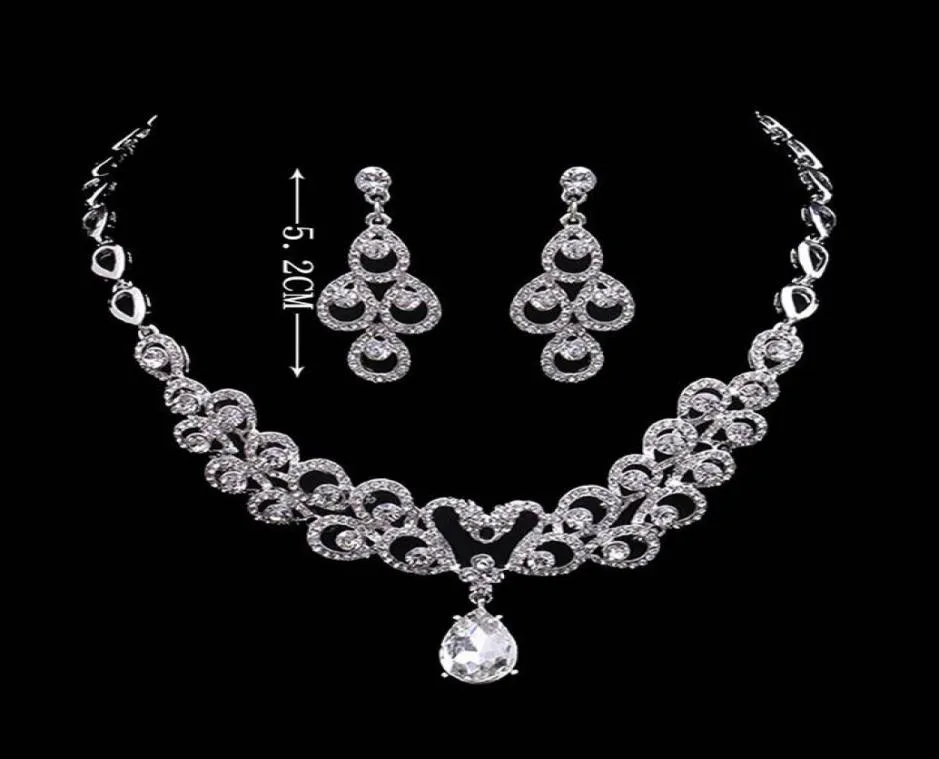 Water Drop High Quality Crystals Wedding Bride Jewelry Accessaries Set Earring Necklace Crystal Fashion Design With Faux Pearl5357871