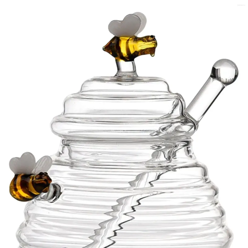 Lagringsflaskor Icke-toxiskt glas honungsburk Odorfritt och säkert för matkontakt betyg med Dipper Surplus Check Type1