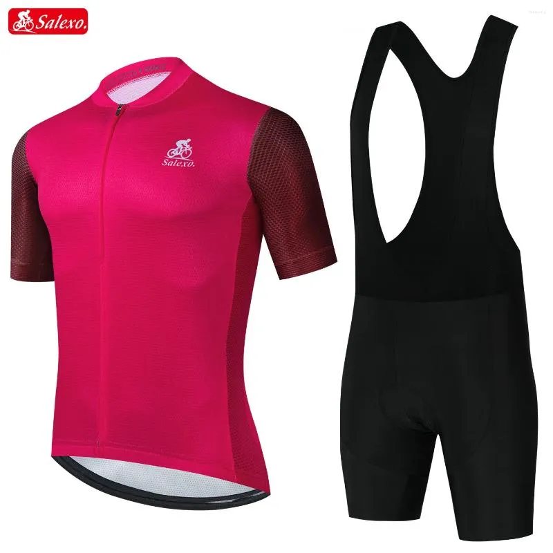 Ensembles de course d'été 2024 Salexo Jersey cycliste ensemble Vêtements à vélo pour hommes respirants à manches courtes à manches courtes à manches courte à manches courte de vélo 19d