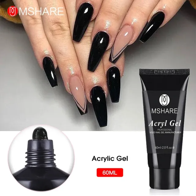 Gel mshare acrylique gel noir 60 ml de constructeur en polylite Crystal Tips gel ongles