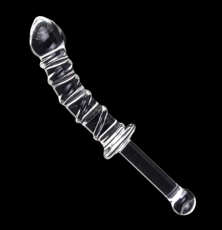 Women Glass Dildo Sex Pyrex Crystal Dildo Glass Sex Toys for Woman Anal Toys Adult Crystal Female Sex Products with handle Y1910226475545