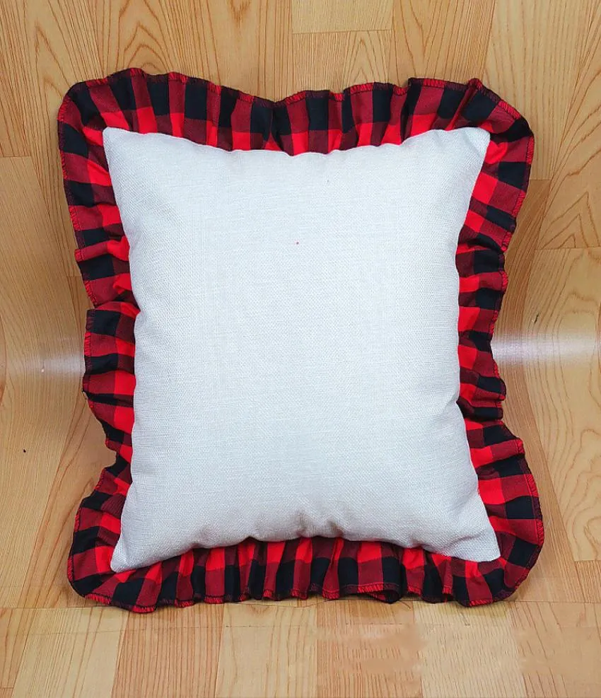 18 inch Blank Sublimation Pillow Case DIY Thermal Linen Cushion Throw Pillows Covers Tartan Plaid Lace Pillowcases Home Decoration4801396