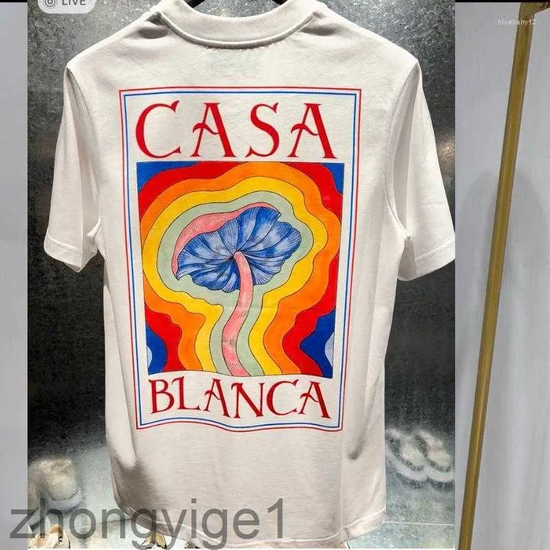 Haikyuu mens t camisetas designer camisetas arco -íris letra de cogumelo impressão de mangas curtas algodão algodão solto homem mulher camisa