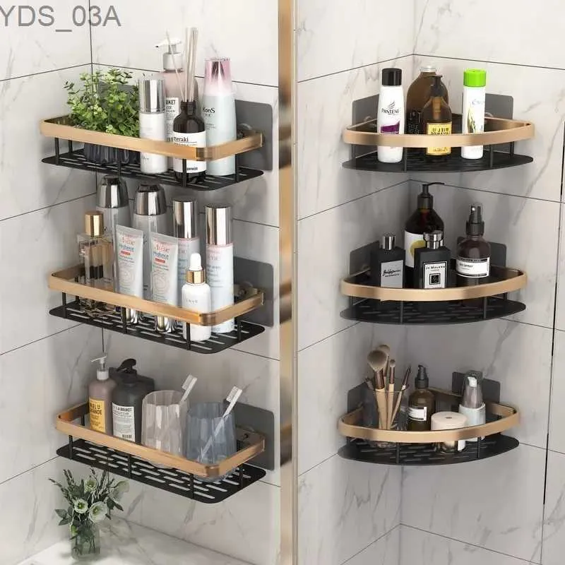 Andere Wohnkultur Luxus Bad Rack Nicht gebohrt rostof Aluminium Duschwand Shampoo Handtuch Organisator Zubehör YQ240408