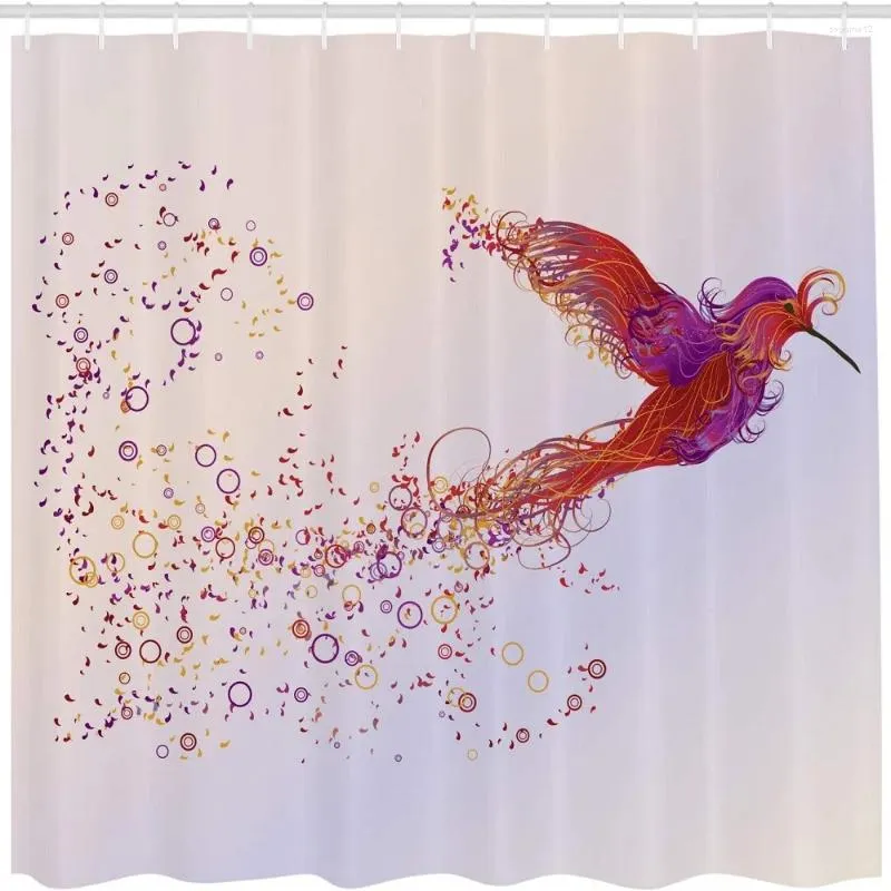 Rideaux de douche Image de conception créative du rideau animal florissant le colibri plume Terry tissu imperméable en tissu de salle de bain décoration