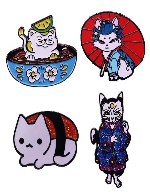 Chats en émail épingle chat maman cadeau japonais culture bizarre collection kitty animal meow2449037