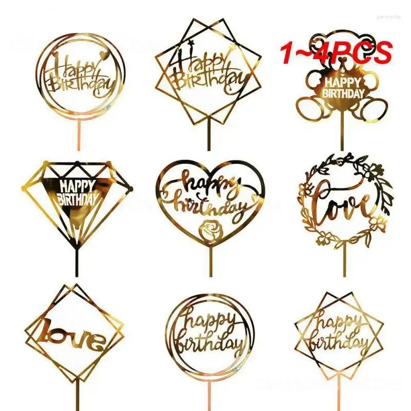 Party Supplies 1-4pcs Cake Topper Happy Birthday Celebratory Stylish Accessory Wedding Unique Flag Stamping Hållbart