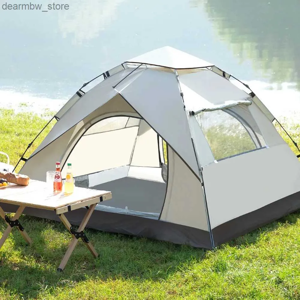 Tendas e abrigos dobrando tenda de camping tolera via tenda de ar ao ar livre 100% a água de revestimento de prata anti-UV Outdoor Pop-up Ultra-Light L48