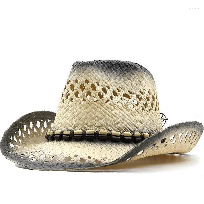 Beralar Yaz Saman Erkekleri Kadın Bej Batı Kovboy Şapkası Geniş Sebir Sombrero Hombre Cowgirl