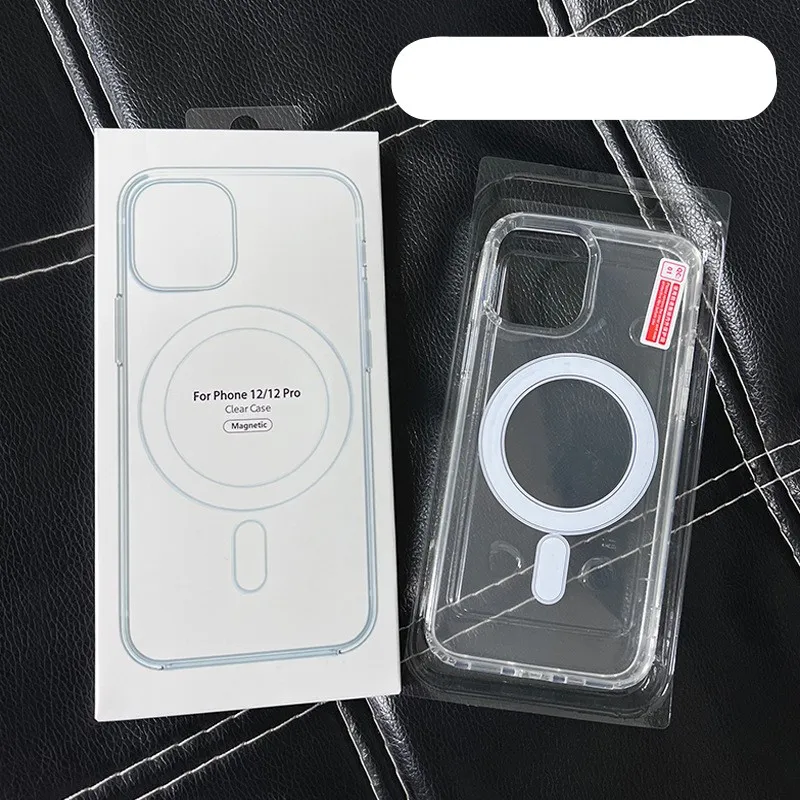 Case di telefono a prova di shock magnetico acrilico trasparente per iPhone 15 14 13 12 11 Pro Max Mini con pacchetto di vendita al dettaglio Caricatore wireless MagSafe Compatibile