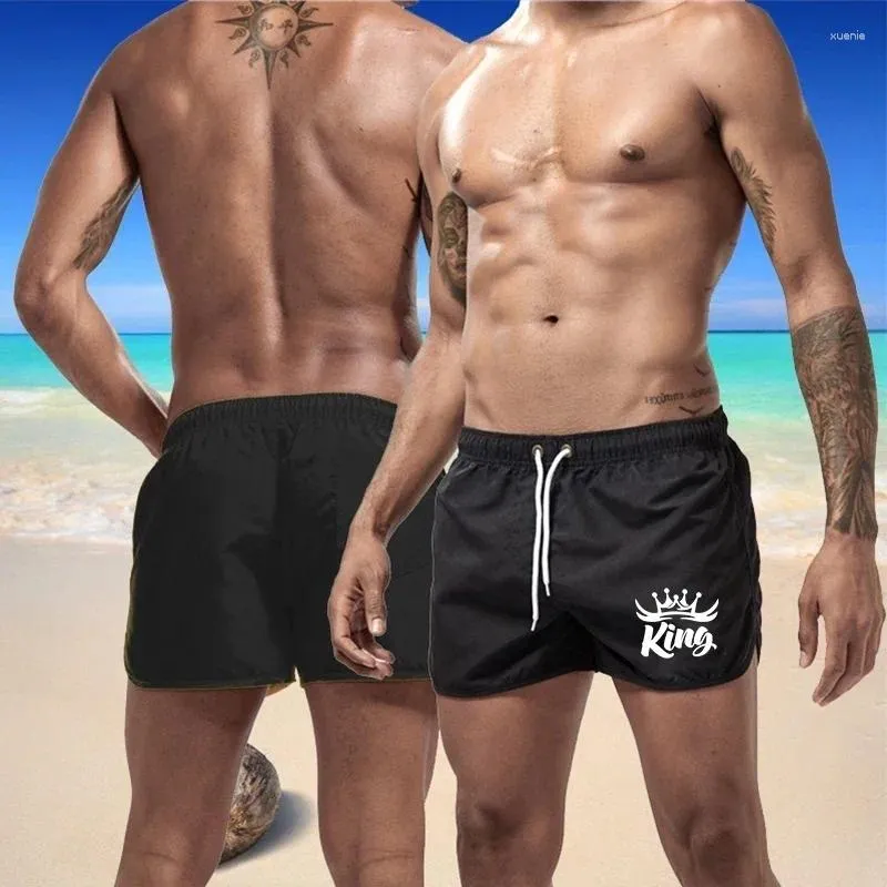 Mäns shorts 2024 strand baddräktstammar färgglada sexiga badkläder snabb torkning andas surf kort gym