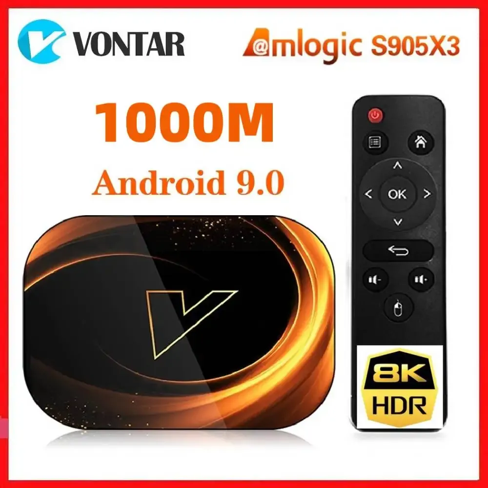Box vontar 1000m Amlogic S905X3 Smart 8K TV Box Android 9.0 MAX 4GB RAM 128GB ROM Set Top Box Dual Wifi YouTube Media Player