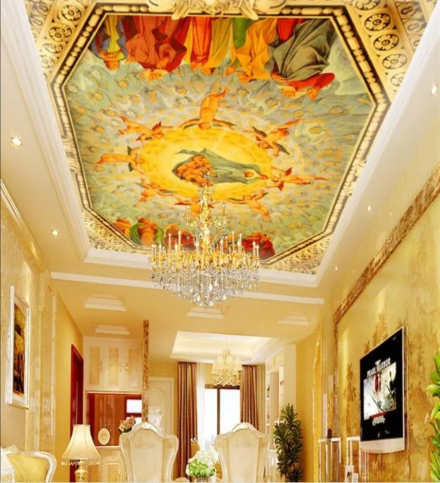 Fonds d'écran de plafond 3D pour salon personnalisé 3d plafond européen Luxury Eden Eden Papier pour murs Plafonnage stretch 3D7578979