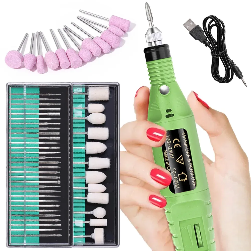 Drills CNHIDS Professional Nail Drill Machine Electric Manicure Milling Cutter Set Nail Files Drill Bits Gel Polish Remover Tools