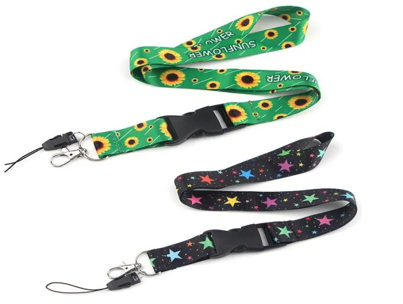 Cartoon Sunflower Star Lanyard Keys Phone Holder Funny Neck Strap Keyring DIY Remove Buckle Lanyard1454119