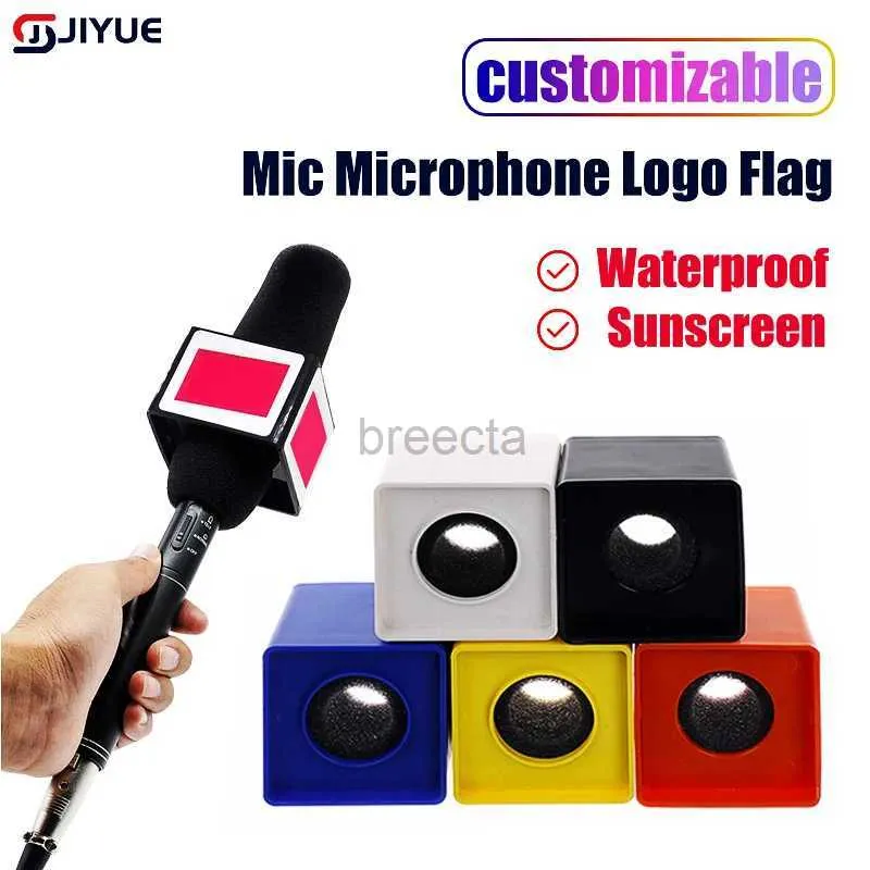 Mikrofony 1PC czerwone/czarne/żółte/białe/niebieskie ABS MIC MIC FLAG MIKROFON FLAG STACJA W kształcie kwadratowego wywiadu 38 mm 240408