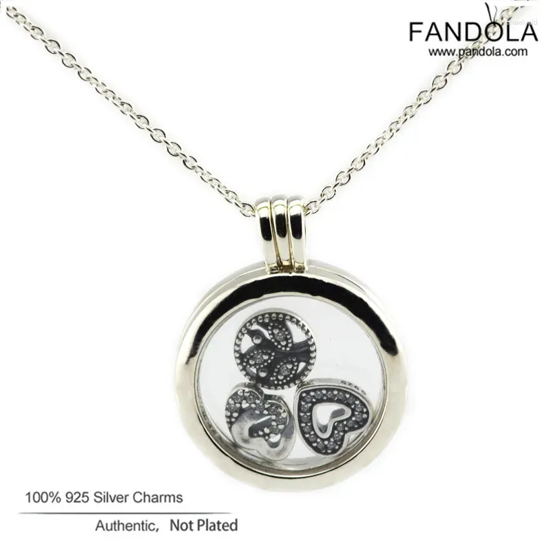 Chains Memory Pendant Necklace 925 Sterling Silver Medium Floating Locket Necklaces & Pendants DIY Jewelry Making Accessories