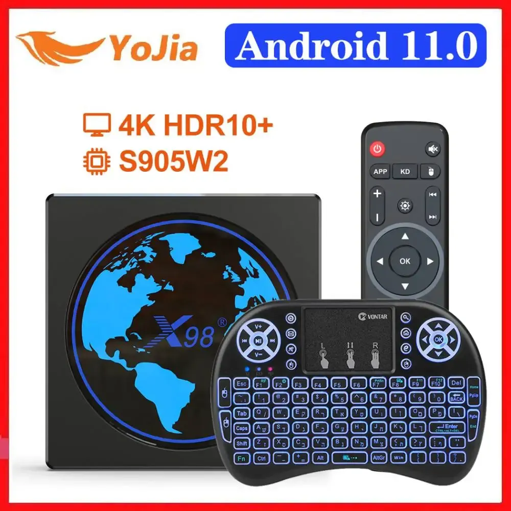 Box Amlogic S905W2 TV Box Android 11 4GB 64GB X98 mini Support AV1 Wifi BT Youtube VONTAR X98mini Media Player 2G16G Set Top Box