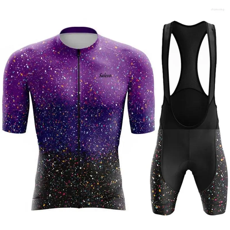 Set da corsa Mia ciclistica da uomo Set Summer Star Point Short Short Maniche Abbigliamento Mtb Bike Uniforme Bicycle Ropa Ropa Ciclismo Hombre