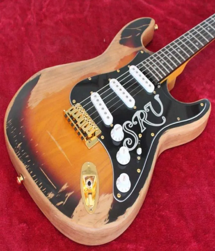 Masterbuilt Stevie Ray Vaughan Numero Uno Reliquia Strat Guitatura elettrica a sinistra Tremolo Bridge Gold Hardware Vintage Tuners1116253