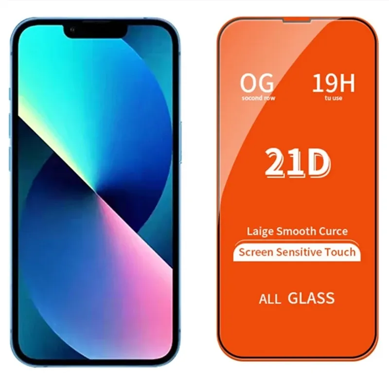 Фабрика целая продажа 21d 19h против скрепок с скребным смягченным стеклом для iPhone 13 11 14 Pro Max 12 11h Fashion Screater для iPhone Mobile Phone Full Cover Glass