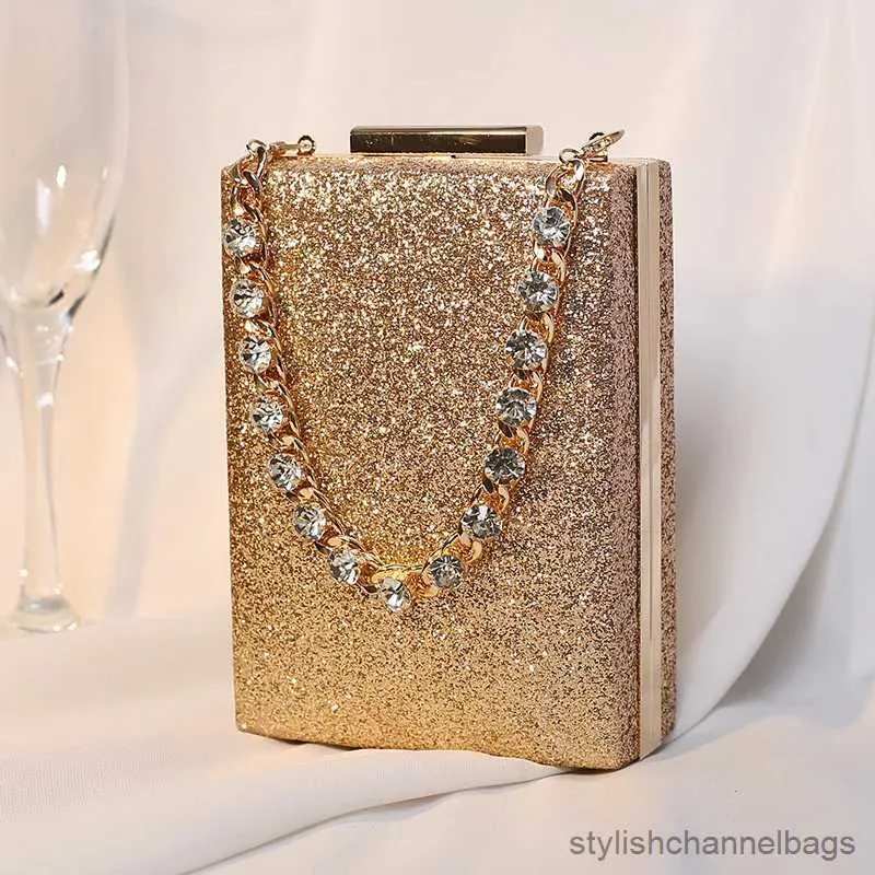 Evening Bags Women Glitter Evening Clutch Bags Fashion Diamond Chain Banquet Wallets Wedding Dinner Handbags Mobile Phone Purse Party Gifts