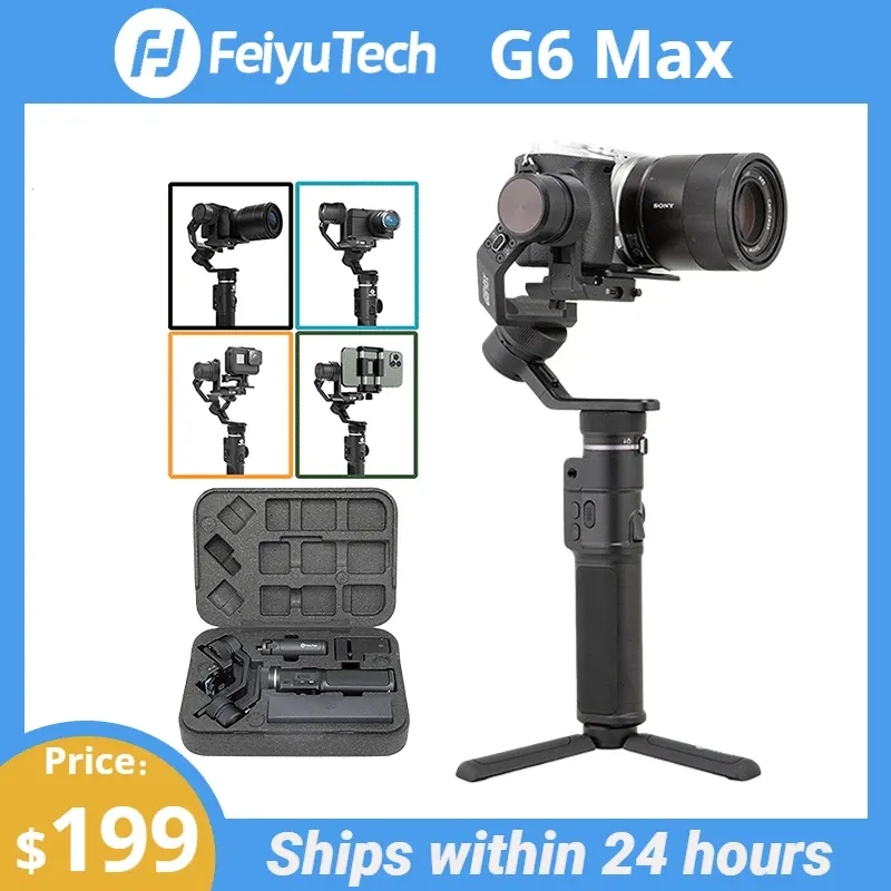 Gimbal Feiyutech ufficiale G6 max 3axis Gimbal Stabilizer gimbal per fotocamera da tasca mirrorless Sony Zv1 Canon GoPro 8