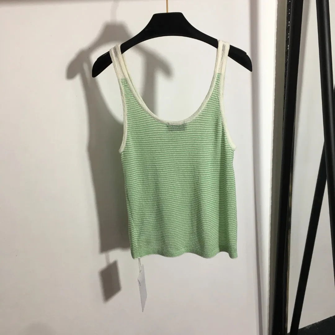 24 Designers Women's Tops Tees Tanks Camis Chest Letter T shirt Summer Knit camisole green red black vest crop cc top tank top dress ladies blouse clothes t streetwear ML