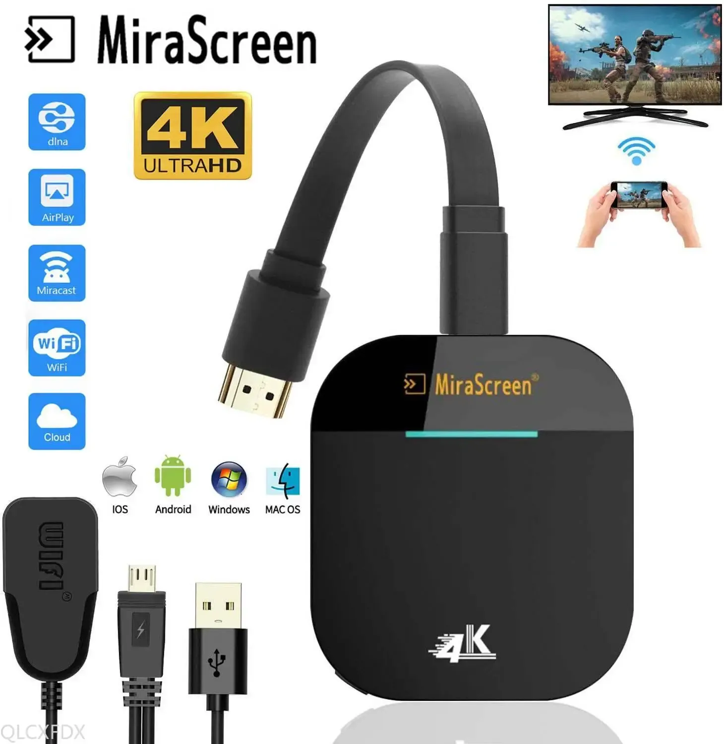 BOX MIRASCREEN G5 2.4G 5G 4K trådlös HDMicompatible Dongle TV Stick Miracast Airplay Mottagare WiFi Dongle Mirror Screen