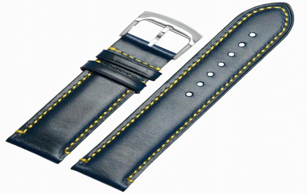 Titta på band högkvalitativa äkta läderklockband för Blue Angel AT8020 JY8078 Watches Straps 23mm Black Colors7965241