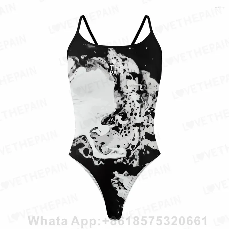 Women's Swimwear Love The Pain Women One-piece Sexy Bikini Suit Swimsuit Race Training Swimming Pool Activity Practice