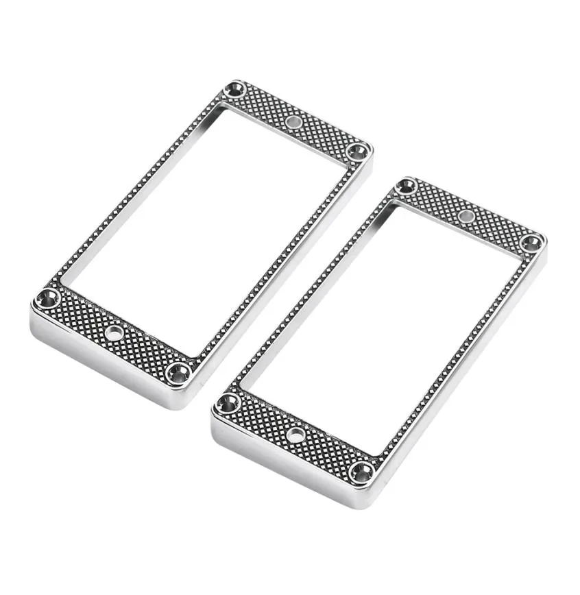 2 Pieces Humbucker Pickup Ring Curved Frame for LP Electric Guitar Parts Silver2183491