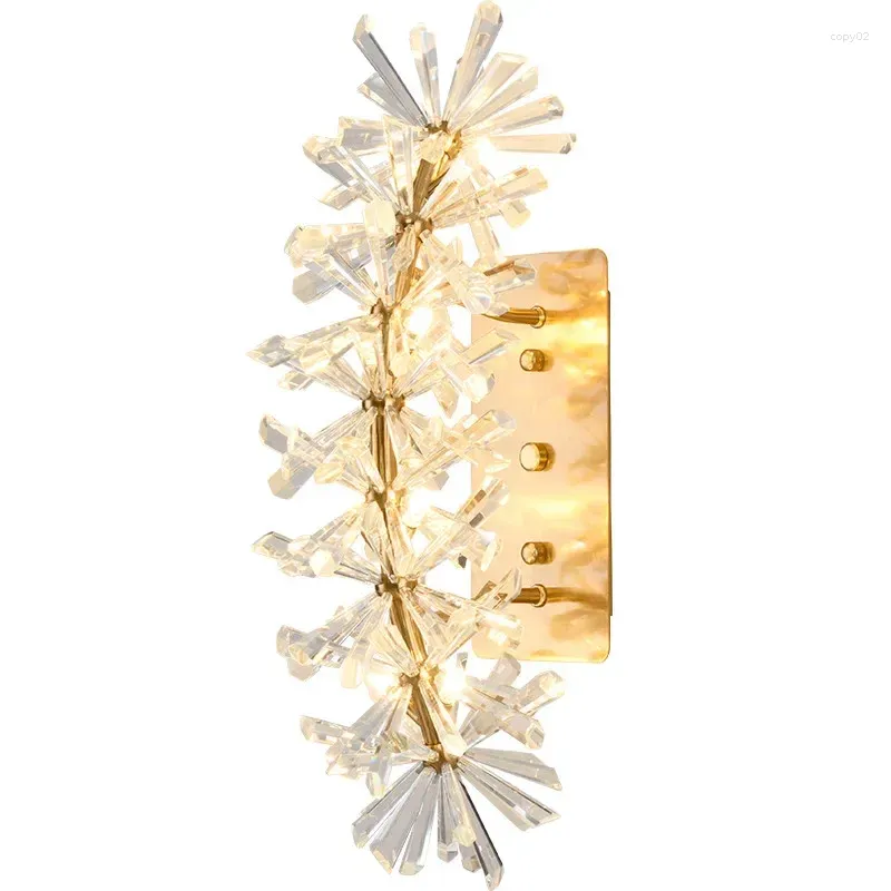 Wall Lamp Modern Crystal LED Lights Gold Metal Living Room Bedside TV Background Sconces G4 Bulb 110-220V Surface Mount